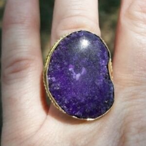 New Purple Agate Druzy Gold Ring.